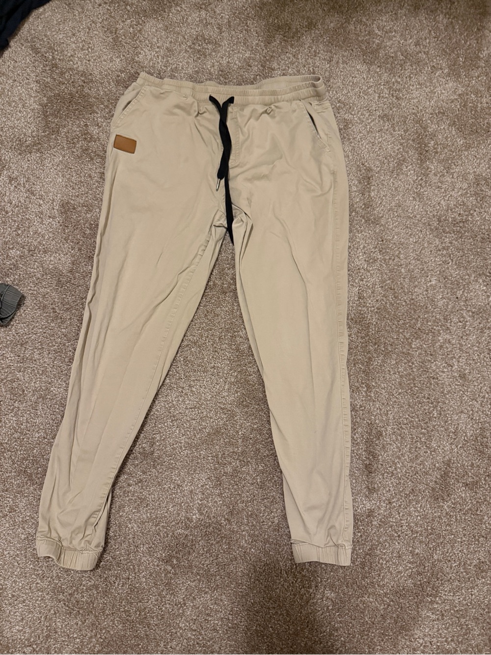 Beige Jogger Chino Pants with Drawstring